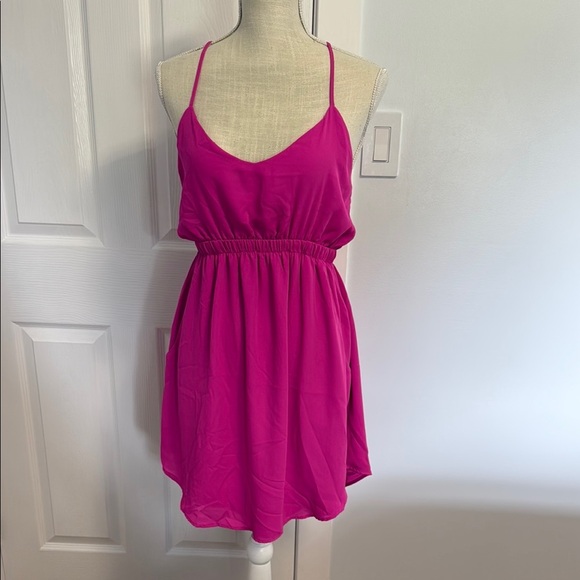 Vibrant Pink Spaghetti Strap Dress - Picture 1 of 4